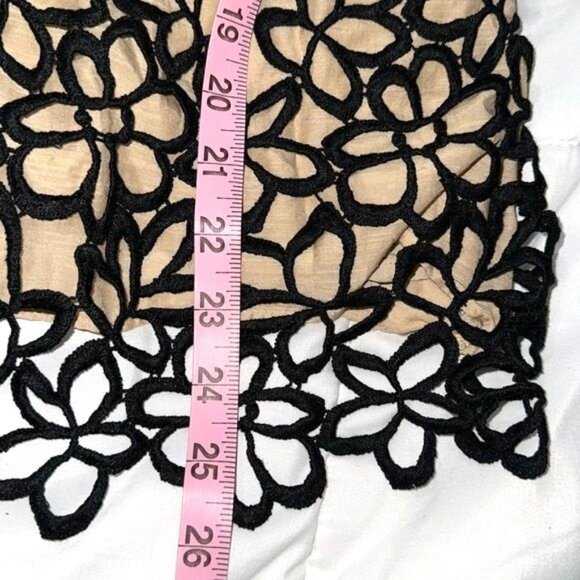 Neiman Marcus X Gela Rose Tan & Black Floral Embroidered Sleeveless Dress XS - Picture 7 of 7